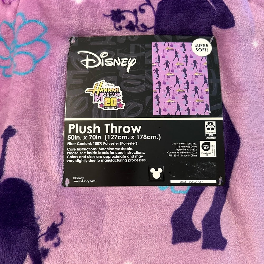 Disney Purple Hannah Montana Plush Throw Blanket